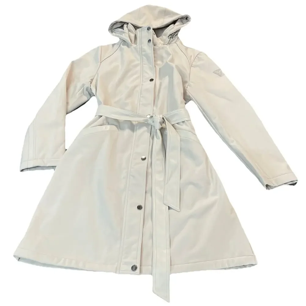 GUESS Women’s Softshell Belted Coat Trench Office‎ Jacket Stone color Sz L NWT